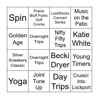 Fun with Lockport Township Park District BINGO Card