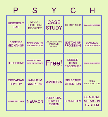 Psychology BINGO Card