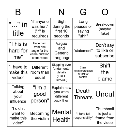 Untitled Bingo Card
