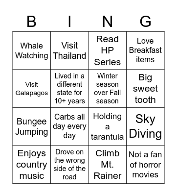 Get to Know Us! Bingo Card