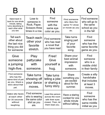 Interactive Human Bingo Card