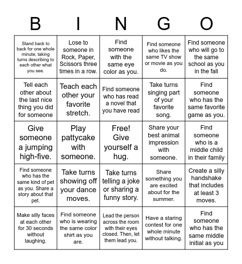 Interactive Human Bingo Card