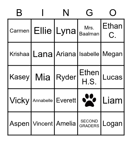 Room 1 Friends Bingo Card