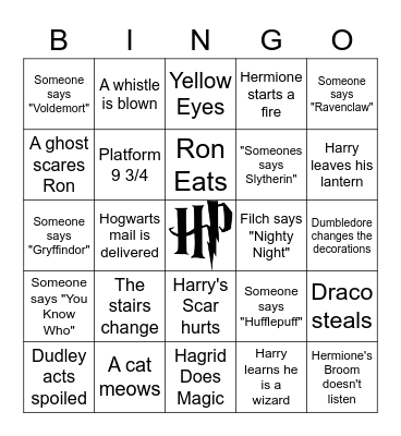 Harry Potter Watch Along Bingo Card