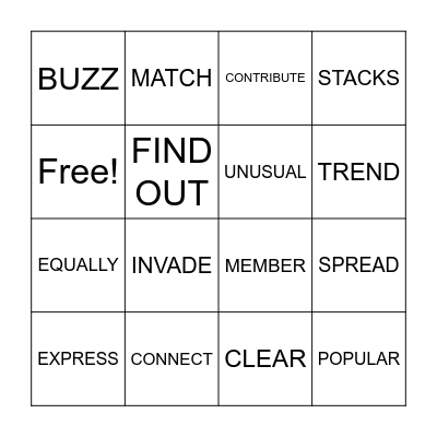 Vocabulary Review Bingo Card