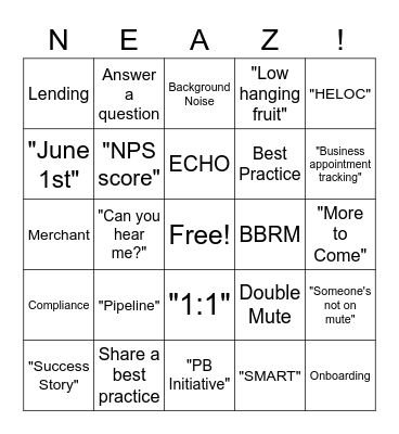 CASCADE Bingo Card