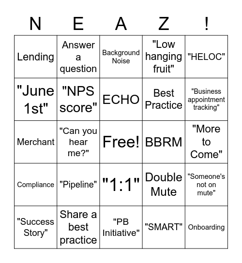 CASCADE Bingo Card