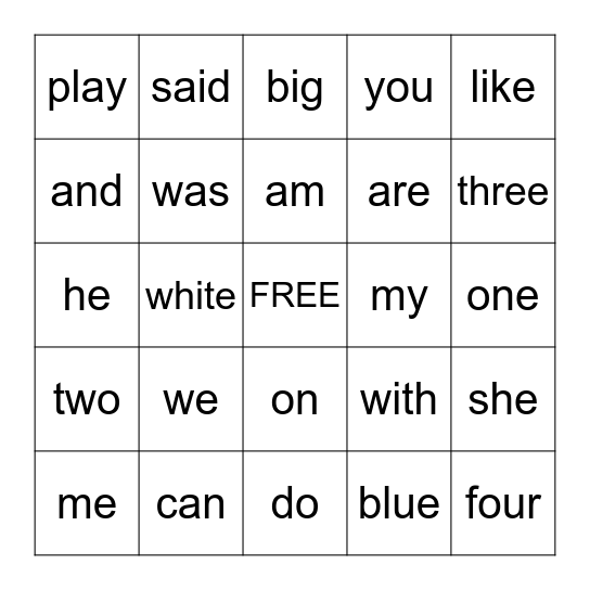 End of the Year Sight Word Review 1 Bingo Card