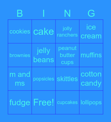 Sweets  Bingo Card