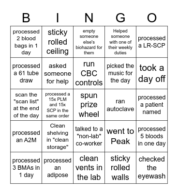 Lab Bingo (fill in date completed) Bingo Card