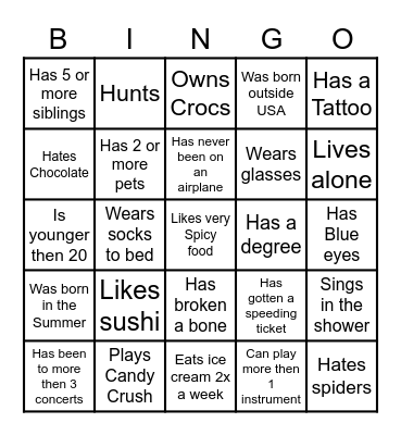 Find Someone Who... Bingo Card