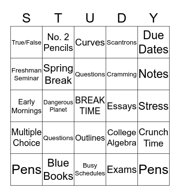 Crunch Time Bingo Card