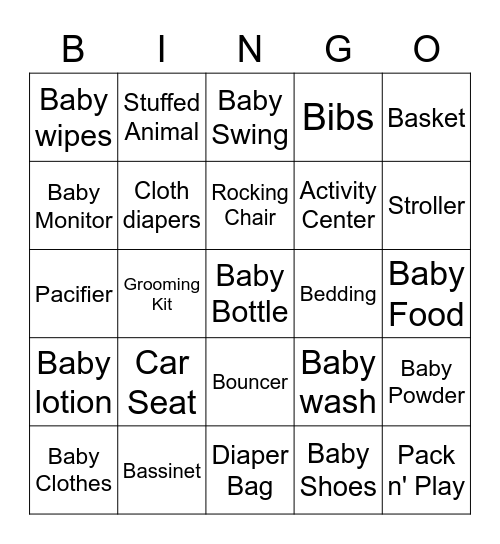 Baby Vitale Bingo Card