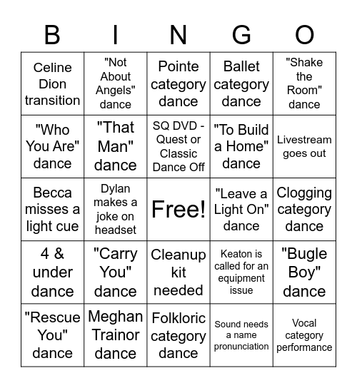 Week 18 Bingo Card