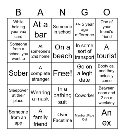 BANGO Bingo Card