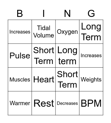 Anatomy and Physiology Bingo Card