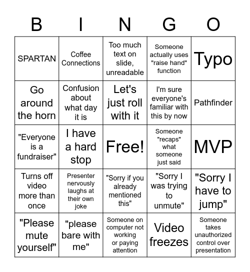 All Hands Bingo Card