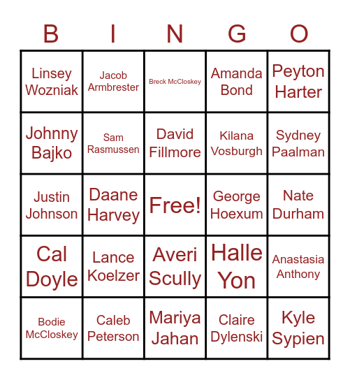 FHE CLASS OF 2021 Bingo Card