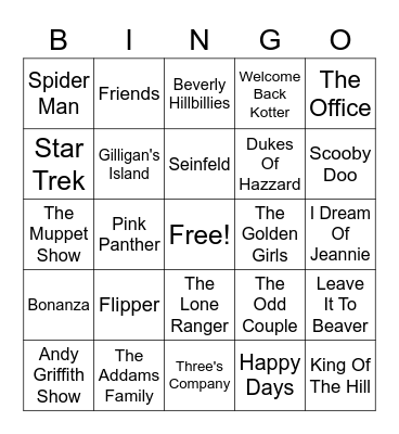 TV Theme Songs Bingo Card