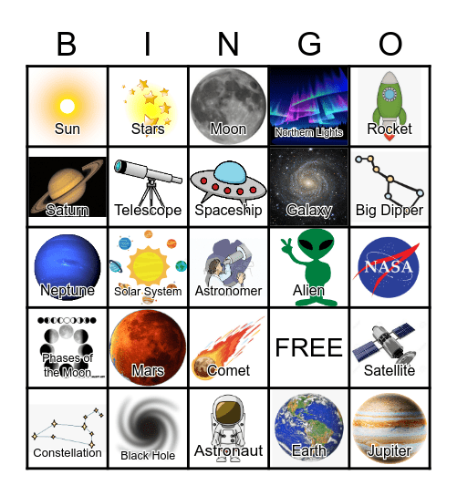 OUTER SPACE Bingo Card