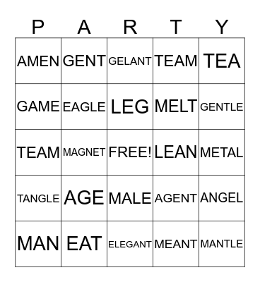 GENTLEMAN'S BINGO Card