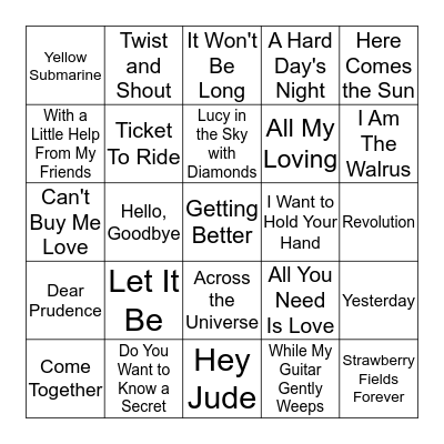 BEATLES BINGO Card