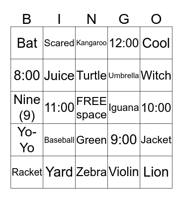 Superkids units 1-4 (Card # 5 ) Bingo Card