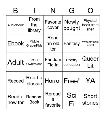 TBR Bingo Card