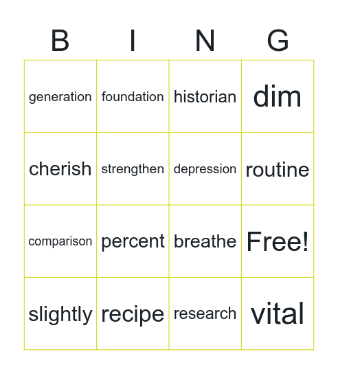 Live Week 3 Voc Bingo Card