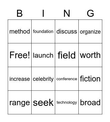 113 L7 vocabulary Bingo Card
