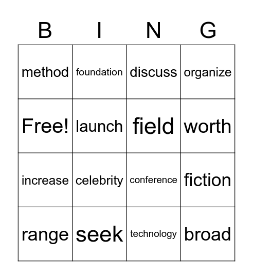 113 L7 vocabulary Bingo Card