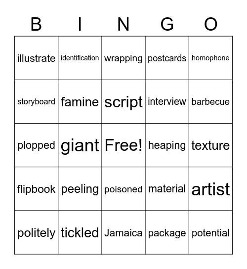 THINKO: T3.3 Vocabulary Units 4-5 Bingo Card