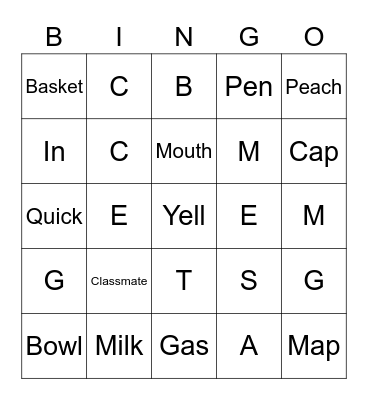 Field Phonics Bingo Card