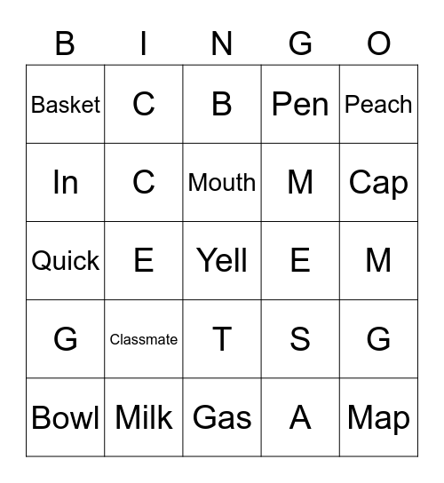 Field Phonics Bingo Card