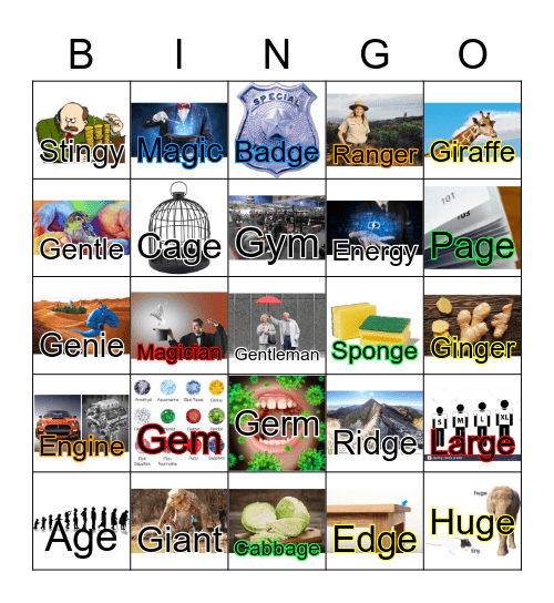 Soft G Bingo Card