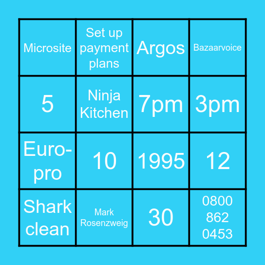 Shark|Ninja Bingo Card