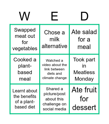 Planet-Based Diet Bingo Card