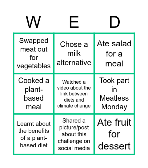 Planet-Based Diet Bingo Card