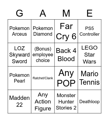 Reservation BINGO Card