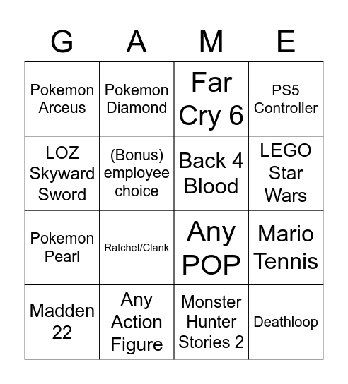 Reservation BINGO Card