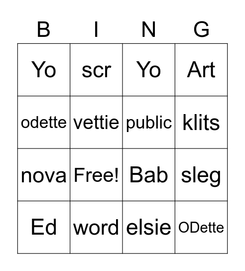 Untitled Bingo Card