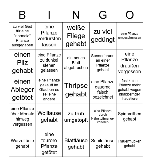 Planzen Bingo Card