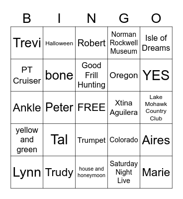 BRIDAL BINGO Card