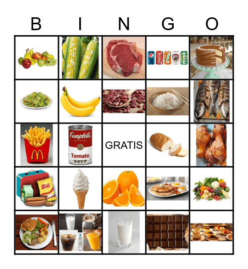 Foods and Drinks Bingo Card