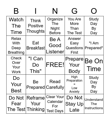 ROCK THOSE TESTS! Bingo Card