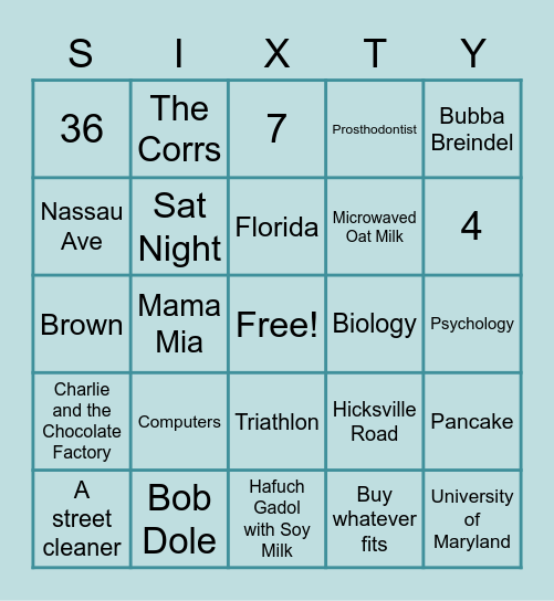 Poolside Bingo Card