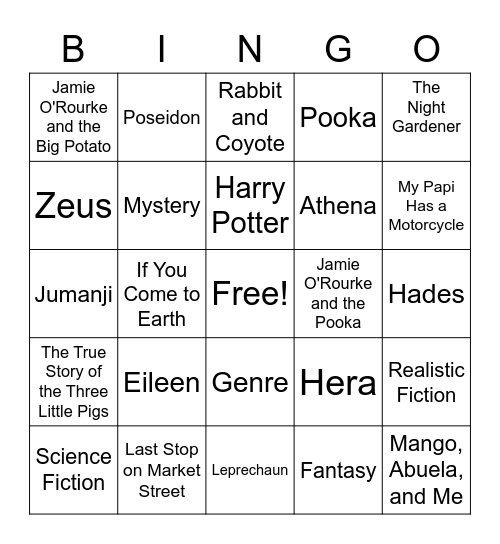 Library Bingo Card