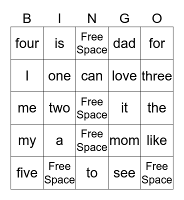 1st Nine Weeks Popcorn Words Bingo Card