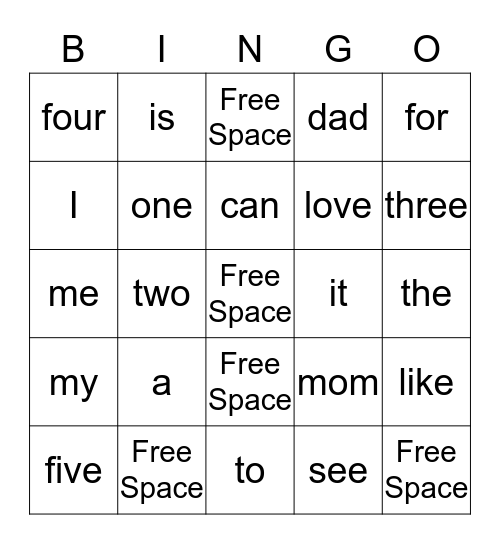 1st Nine Weeks Popcorn Words Bingo Card