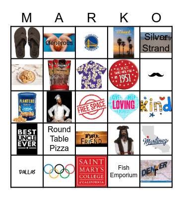 Mark's 70th Birthday Bingo Card